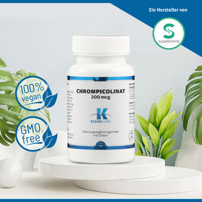 Sie sehen eine Packung Chrompicolinat 200 mcg Klean Labs Kapseln, Produktbild: 05 Chrompicolinat 200 mcg Klean Labs Kapseln, A-Nr.: 5707922 - 05