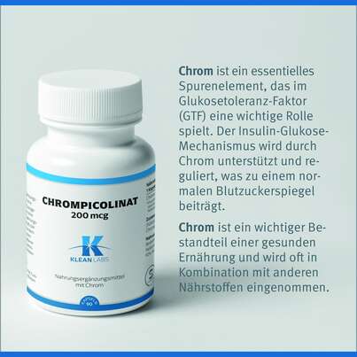 Sie sehen eine Packung Chrompicolinat 200 mcg Klean Labs Kapseln, Produktbild: 07 Chrompicolinat 200 mcg Klean Labs Kapseln, A-Nr.: 5707922 - 07