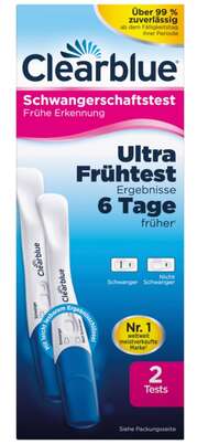 Sie sehen eine Packung Clearblue® Schwangerschaftstest Frühe Erkennung, Produktbild: 01 Clearblue® Schwangerschaftstest Frühe Erkennung, A-Nr.: 5467777 - 01