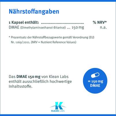 DMAE 150 mg Klean Labs Kapseln, A-Nr.: 5749493 - 08