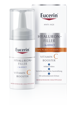 Sie sehen eine Packung Eucerin Hyaluron-Filler Vitamin C-Booster, 8ml, Produktbild: 01 Eucerin Hyaluron-Filler Vitamin C-Booster, 8ml, A-Nr.: 5102432 - 01