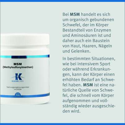 Sie sehen eine Packung MSM Pulver Klean Labs, Produktbild: 07 MSM Pulver Klean Labs, A-Nr.: 5747548 - 07