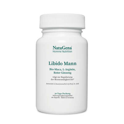 Sie sehen eine Packung NatuGena Libido Mann Kapseln, Produktbild: 01 NatuGena Libido Mann Kapseln, A-Nr.: 5847209 - 01