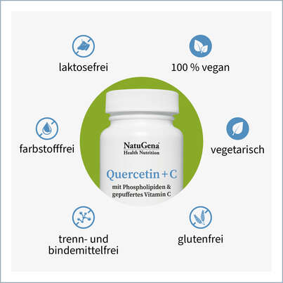 Sie sehen eine Packung NatuGena Quercetin + C Kapseln, Produktbild: 02 NatuGena Quercetin + C Kapseln, A-Nr.: 5814782 - 02
