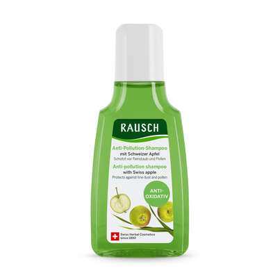 Sie sehen eine Packung RAUSCH Anti-Pollution-Shampoo mit Schweizer Apfel, Produktbild: 01 RAUSCH Anti-Pollution-Shampoo mit Schweizer Apfel, A-Nr.: 5867258 - 01