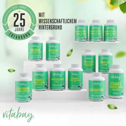 Sie sehen eine Packung Vitabay 5-HTP 200 mg Kapseln, Produktbild: 05 Vitabay 5-HTP 200 mg Kapseln, A-Nr.: 5878256 - 05