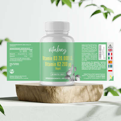 Vitabay D3 Depot 20.000 I.E. + Vitamin K2 200 mcg Tabletten, A-Nr.: 5877736 - 05