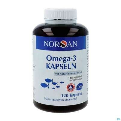 Sie sehen eine Packung Omega -3 Norsan Kapseln 120st, Produktbild: 02 Omega -3 Norsan Kapseln 120st, A-Nr.: 4552529 - 02