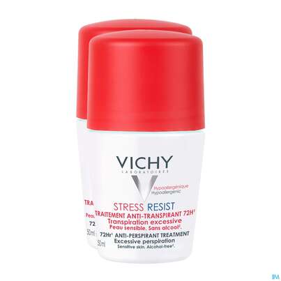 Sie sehen eine Packung Vichy Deo/roll-on Stress Resist 72h 2x50m 100ml, Produktbild: 01 Vichy Deo/roll-on Stress Resist 72h 2x50m 100ml, A-Nr.: 4736324 - 01