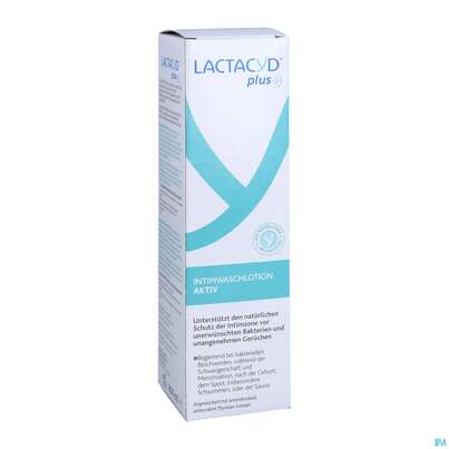 Sie sehen eine Packung Lactacyd Intimwaschlotion +aktiv Lactacyd Plus Antibakteriell 250ml, Produktbild: 03 Lactacyd Intimwaschlotion +aktiv Lactacyd Plus Antibakteriell 250ml, A-Nr.: 5605044 - 03