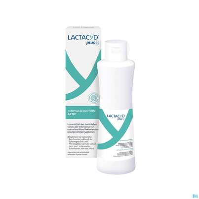 Sie sehen eine Packung Lactacyd Intimwaschlotion +aktiv Lactacyd Plus Antibakteriell 250ml, Produktbild: 05 Lactacyd Intimwaschlotion +aktiv Lactacyd Plus Antibakteriell 250ml, A-Nr.: 5605044 - 05
