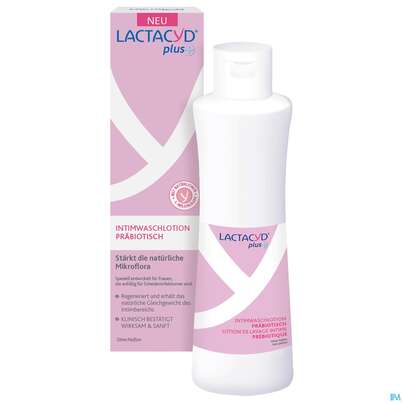 Sie sehen eine Packung Lactacyd Intimwaschlotion +praebiotisch Lactacyd Plus 50000 250ml, Produktbild: 04 Lactacyd Intimwaschlotion +praebiotisch Lactacyd Plus 50000 250ml, A-Nr.: 5605050 - 04