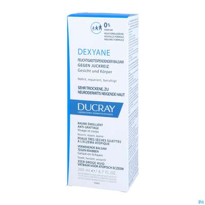 Sie sehen eine Packung Ducray Dexyane Balsam Gegen Juckreiz 200ml, Produktbild: 02 Ducray Dexyane Balsam Gegen Juckreiz 200ml, A-Nr.: 5630711 - 02