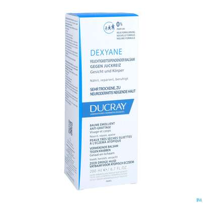 Sie sehen eine Packung Ducray Dexyane Balsam Gegen Juckreiz 200ml, Produktbild: 03 Ducray Dexyane Balsam Gegen Juckreiz 200ml, A-Nr.: 5630711 - 03