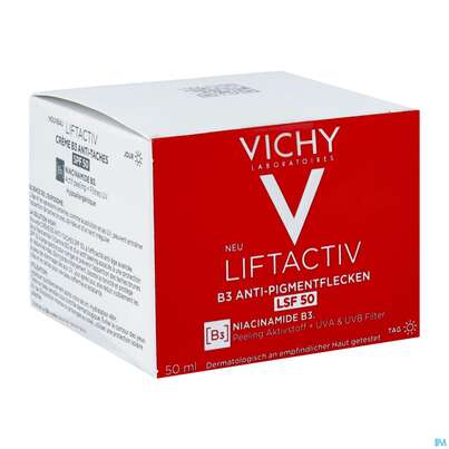 Sie sehen eine Packung Vichy Liftactiv B3 Anti-pigmentflecken Creme Lsf50 50ml, Produktbild: 05 Vichy Liftactiv B3 Anti-pigmentflecken Creme Lsf50 50ml, A-Nr.: 5662504 - 05