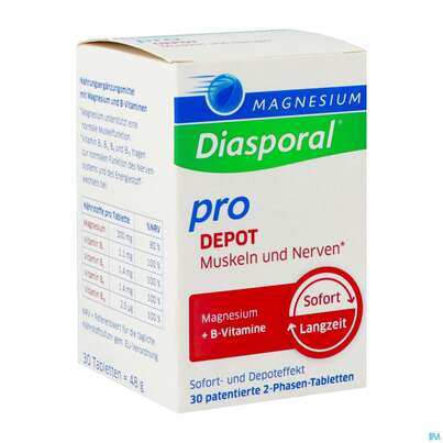 Sie sehen eine Packung Magnesium Diasporal/pro Depot +b-vitamin Muskel +nerven 30st, Produktbild: 02 Magnesium Diasporal/pro Depot +b-vitamin Muskel +nerven 30st, A-Nr.: 5722399 - 02