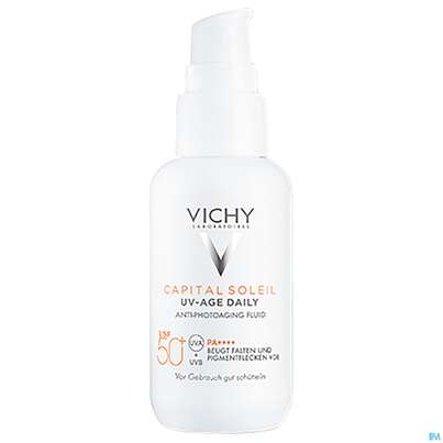 Sie sehen eine Packung Sonnenprodukte Vichy/capital Soleil Gesichtscreme Uv-age Lsf50+ 40ml, Produktbild: 06 Sonnenprodukte Vichy/capital Soleil Gesichtscreme Uv-age Lsf50+ 40ml, A-Nr.: 5360950 - 06