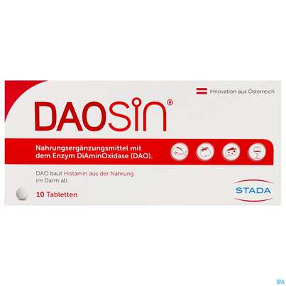 Sie sehen eine Packung Daosin Enzym Diaminooxidase Talb 10st, Produktbild: 01 Daosin Enzym Diaminooxidase Talb 10st, A-Nr.: 5389103 - 01