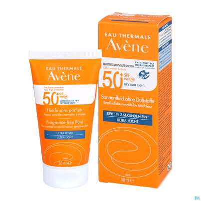 Sie sehen eine Packung Avène Sonnenfluid Spf 50+ Ohne Duftstoffe 50ml, Produktbild: 09 Avène Sonnenfluid Spf 50+ Ohne Duftstoffe 50ml, A-Nr.: 5597178 - 09