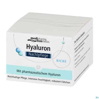 Sie sehen eine Packung Hyaluron Nachtpflege Riche Tg 50ml, Produktbild: 02 Hyaluron Nachtpflege Riche Tg 50ml, A-Nr.: 4914754 - 02