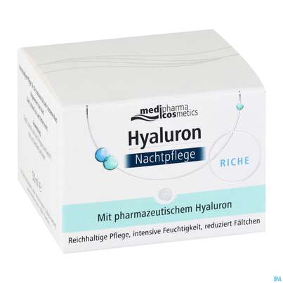 Sie sehen eine Packung Hyaluron Nachtpflege Riche Tg 50ml, Produktbild: 03 Hyaluron Nachtpflege Riche Tg 50ml, A-Nr.: 4914754 - 03