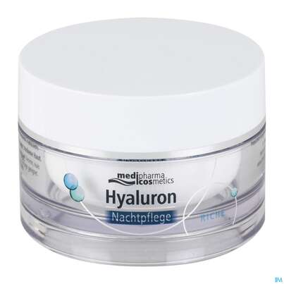Sie sehen eine Packung Hyaluron Nachtpflege Riche Tg 50ml, Produktbild: 06 Hyaluron Nachtpflege Riche Tg 50ml, A-Nr.: 4914754 - 06
