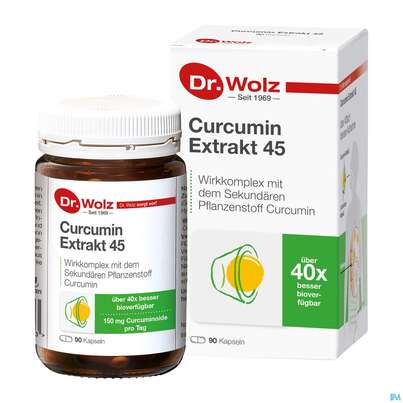 Sie sehen eine Packung Curcumin Kapseln Extrakt 45 Dr.wolz Nr 60553 90st, Produktbild: 04 Curcumin Kapseln Extrakt 45 Dr.wolz Nr 60553 90st, A-Nr.: 4289983 - 04