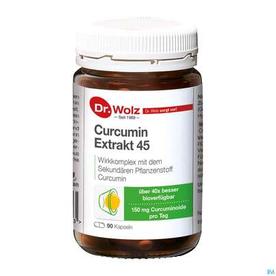 Sie sehen eine Packung Curcumin Kapseln Extrakt 45 Dr.wolz Nr 60553 90st, Produktbild: 06 Curcumin Kapseln Extrakt 45 Dr.wolz Nr 60553 90st, A-Nr.: 4289983 - 06