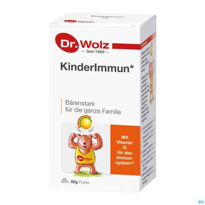 Sie sehen eine Packung Kinder Immun Pulver Dr.wolz Nr.60500 65g, Produktbild: 02 Kinder Immun Pulver Dr.wolz Nr.60500 65g, A-Nr.: 3693541 - 02
