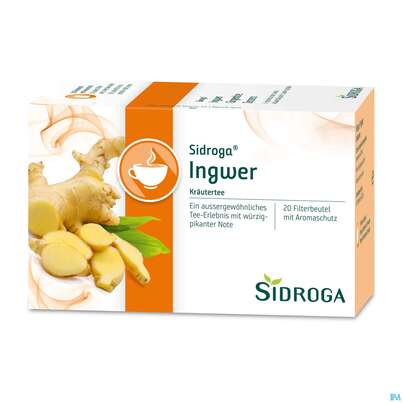 Sie sehen eine Packung Sidroga Tee Doppelkammerbeutel Ingwer 20st, Produktbild: 03 Sidroga Tee Doppelkammerbeutel Ingwer 20st, A-Nr.: 3620163 - 03