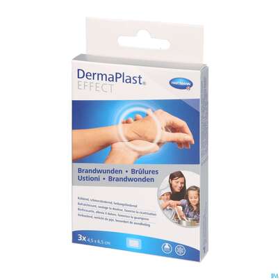 Sie sehen eine Packung Dermaplast Brandwundenpflaster 4,5x 6,5cm 3st, Produktbild: 02 Dermaplast Brandwundenpflaster 4,5x 6,5cm 3st, A-Nr.: 3478340 - 02