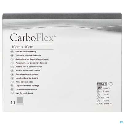 Sie sehen eine Packung Convatec Carboflex 10x10 Cm, Produktbild: 01 Convatec Carboflex 10x10 Cm, A-Nr.: 2229913 - 01