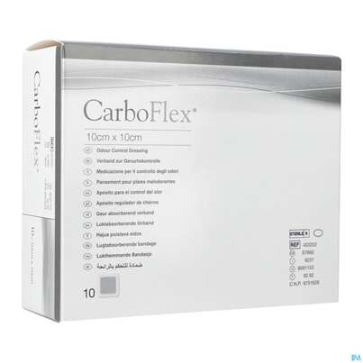 Sie sehen eine Packung Convatec Carboflex 10x10 Cm, Produktbild: 02 Convatec Carboflex 10x10 Cm, A-Nr.: 2229913 - 02