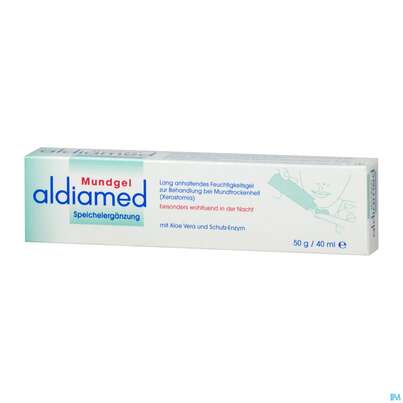 Sie sehen eine Packung Mundgel Aldiamed Zur Speichelergaenzung 50g, Produktbild: 02 Mundgel Aldiamed Zur Speichelergaenzung 50g, A-Nr.: 3888517 - 02