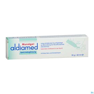 Sie sehen eine Packung Mundgel Aldiamed Zur Speichelergaenzung 50g, Produktbild: 03 Mundgel Aldiamed Zur Speichelergaenzung 50g, A-Nr.: 3888517 - 03