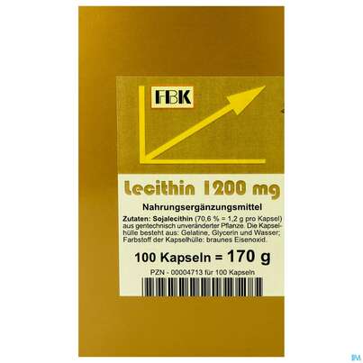 Sie sehen eine Packung Lecithin Kapseln 1200 -fbk Pharma 100st, Produktbild: 01 Lecithin Kapseln 1200 -fbk Pharma 100st, A-Nr.: 2048442 - 01
