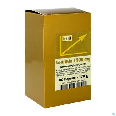 Sie sehen eine Packung Lecithin Kapseln 1200 -fbk Pharma 100st, Produktbild: 02 Lecithin Kapseln 1200 -fbk Pharma 100st, A-Nr.: 2048442 - 02
