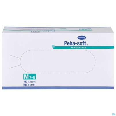 Sie sehen eine Packung Untersuchungshandschuhe Latex Unsteril Peha Soft Puderfrei M 100st, Produktbild: 01 Untersuchungshandschuhe Latex Unsteril Peha Soft Puderfrei M 100st, A-Nr.: 2010801 - 01