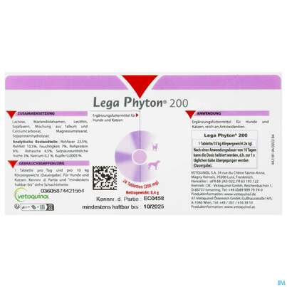 Veterinaerprodukte Legaphyton Tabl 200 24st, A-Nr.: 2027954 - 01