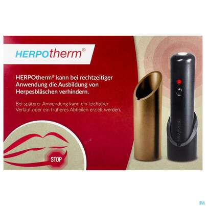 Sie sehen eine Packung Herpotherm Behandlungsgeraet Z.aeusseren Behandlung V.lippenherpes 1st, Produktbild: 02 Herpotherm Behandlungsgeraet Z.aeusseren Behandlung V.lippenherpes 1st, A-Nr.: 3061203 - 02