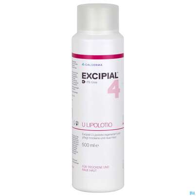 Sie sehen eine Packung Excipial U Lipolotio 4% Urea 500ml, Produktbild: 01 Excipial U Lipolotio 4% Urea 500ml, A-Nr.: 1781442 - 01