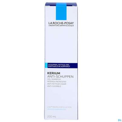 Sie sehen eine Packung Shampoon La Roche Posay Kerium Gel-fettige Schuppen 200ml, Produktbild: 01 Shampoon La Roche Posay Kerium Gel-fettige Schuppen 200ml, A-Nr.: 3014020 - 01