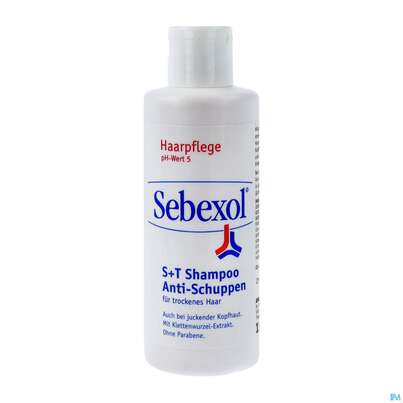 Sie sehen eine Packung Shampoon Sebexol S+t Antischuppen 150ml, Produktbild: 02 Shampoon Sebexol S+t Antischuppen 150ml, A-Nr.: 1758331 - 02