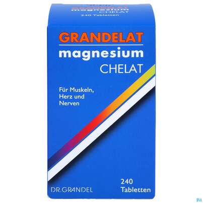 Sie sehen eine Packung Grandelat Magnesium Chelat Tabl Nr.1117 240st, Produktbild: 01 Grandelat Magnesium Chelat Tabl Nr.1117 240st, A-Nr.: 1601210 - 01