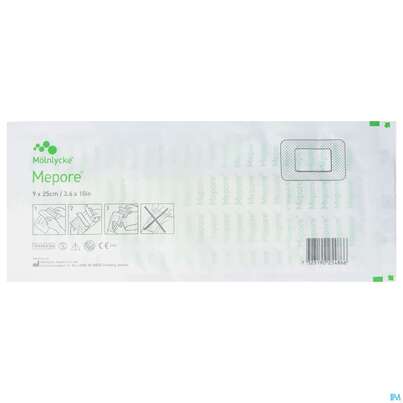 Sie sehen eine Packung Wundverband Mepore Steril 9x 25cm 1st, Produktbild: 01 Wundverband Mepore Steril 9x 25cm 1st, A-Nr.: 0804017 - 01