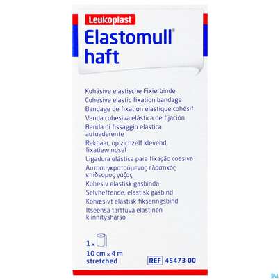 Sie sehen eine Packung Elastische Binden Elastomull/haft 4mx10cm 45473 1st, Produktbild: 01 Elastische Binden Elastomull/haft 4mx10cm 45473 1st, A-Nr.: 0765085 - 01