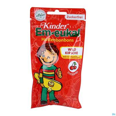 Sie sehen eine Packung Em-eukal Bonbons Zuckerfrei/kinder Wildkirsche 75g, Produktbild: 01 Em-eukal Bonbons Zuckerfrei/kinder Wildkirsche 75g, A-Nr.: 1499088 - 01
