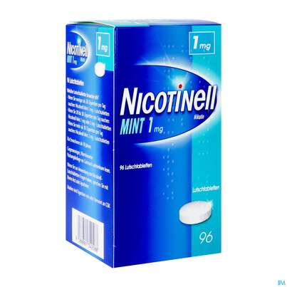 Sie sehen eine Packung Nicotinell Lutschtabl Mint 1mg 96st, Produktbild: 02 Nicotinell Lutschtabl Mint 1mg 96st, A-Nr.: 1342582 - 02