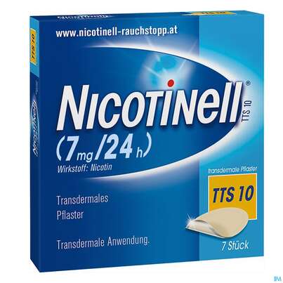 Sie sehen eine Packung Nicotinell Transdermale Pflaster Tts 10 ( 7mg/24h) 7st, Produktbild: 02 Nicotinell Transdermale Pflaster Tts 10 ( 7mg/24h) 7st, A-Nr.: 1254493 - 02