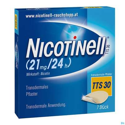 Sie sehen eine Packung Nicotinell Transdermale Plfaster Tts 30 (21mg/24h) 7st, Produktbild: 03 Nicotinell Transdermale Plfaster Tts 30 (21mg/24h) 7st, A-Nr.: 1254553 - 03